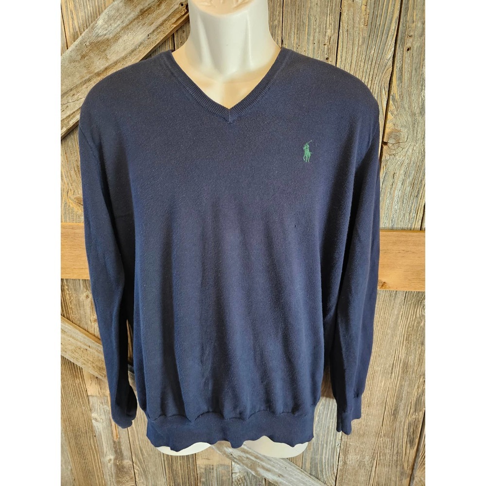 Polo ralph lauren pima cotton v neck popover sweater large #
